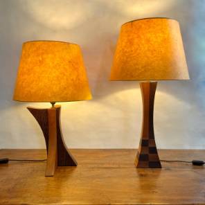 A Matched Pair of Danish Wooden Lamps 